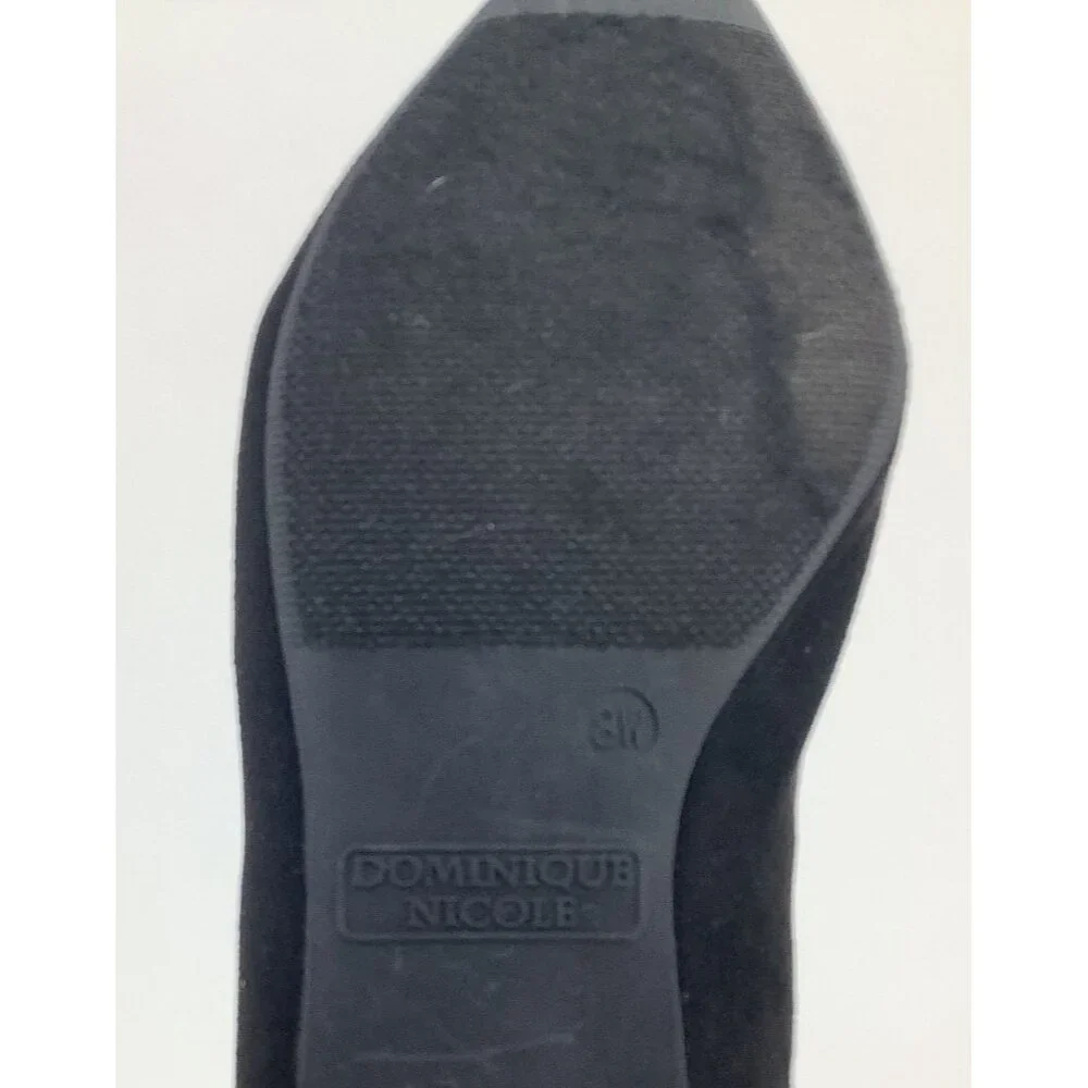 Dominique Nicole Womens Black Flats With Rhinestone Bow Embellishment Size 8M - Picture 6 of 6